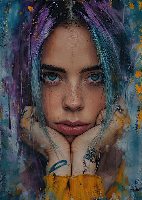 Preview for Vibrant-portrait-tattooed-woman-celebrities-template-c9831