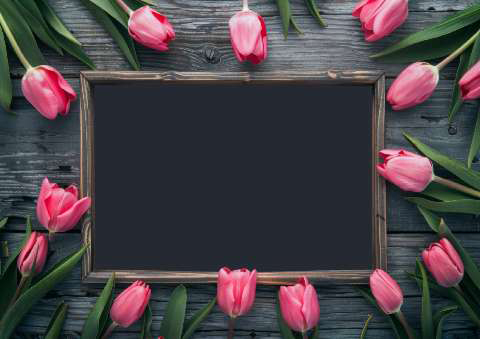 Preview for Pink Tulips Frame Blackboard Design Template