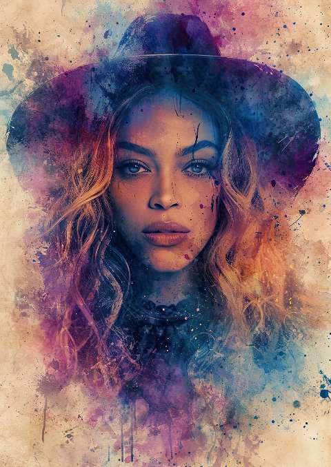 Preview for Watercolor-woman-hat-art-celebrities-template-c7148