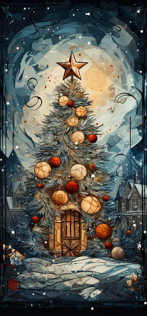 Preview for Whimsical-christmas-tree-illustration-christmas-phone-template-e2b9b