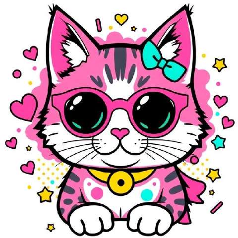Preview for Pink-cat-illustration-aiappiconstyle-template-fe128