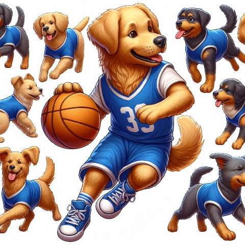 Preview for Dogs Playing Basketball Design Template