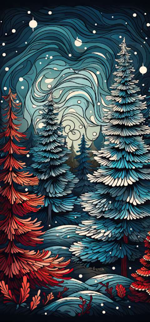 Preview for Stylized-winter-forest-illustration-christmas-phone-template-433c1