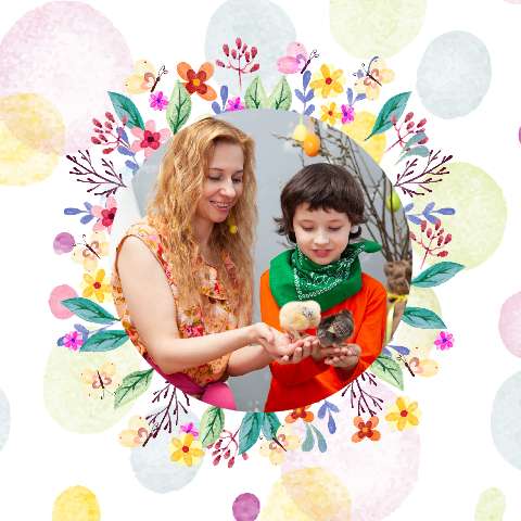Preview for Mother-child-birds-floral-wreath-easter-template-3f9a9