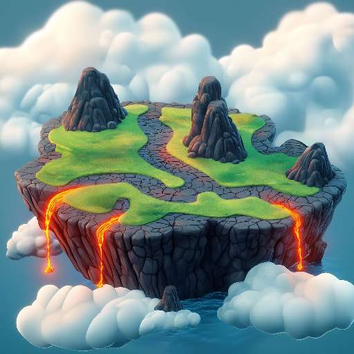 Preview for Floating-island-volcanic-landscape-lava-tiny-template-a1633