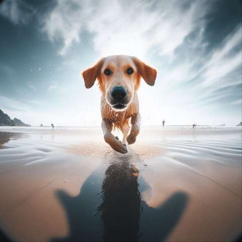 Preview for Dog Running On Beach Design Template