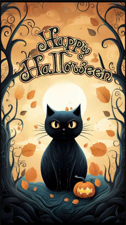 Preview for Happy-halloween-black-cat-illustration-halloween-story-template-059c0
