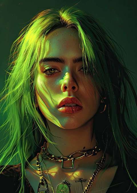 Preview for Billie-eilish-digital-portrait-celebrities-template-a304f