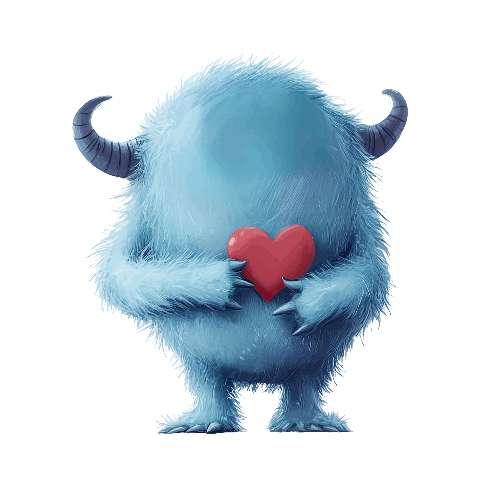 Preview for Blue-furry-monster-heart-character-monster-template-11d4b