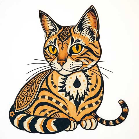 Preview for Tattooed-cat-illustration-art-aistickerartstyle-template-7496e