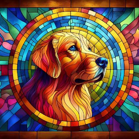 Preview for Stained Glass Dog Art Template