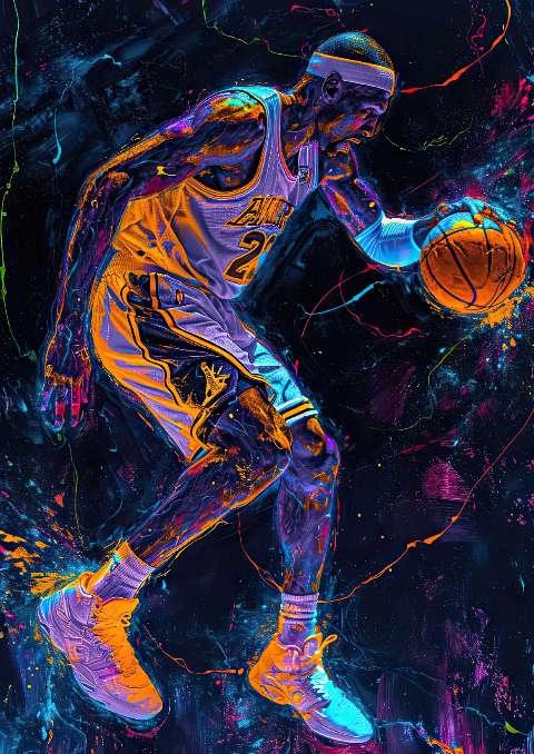 Preview for Neon-basketball-player-action-celebrities-template-b859f