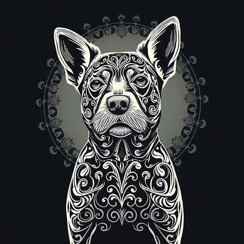 Preview for Ornate Dog Illustration Template