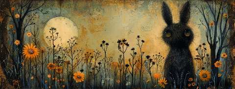 Preview for Mysterious-black-rabbit-moonlit-flowers-easter-facebook-template-901eb