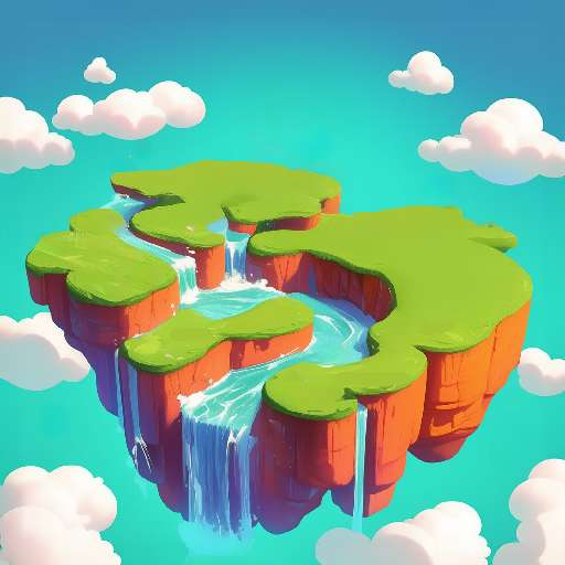 Preview for Floating-island-waterfalls-3d-art-colorful-tiny-template-f1a56