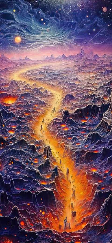 Preview for Surreal-landscape-volcanic-mountains-aiwallpaper-template-79ea5