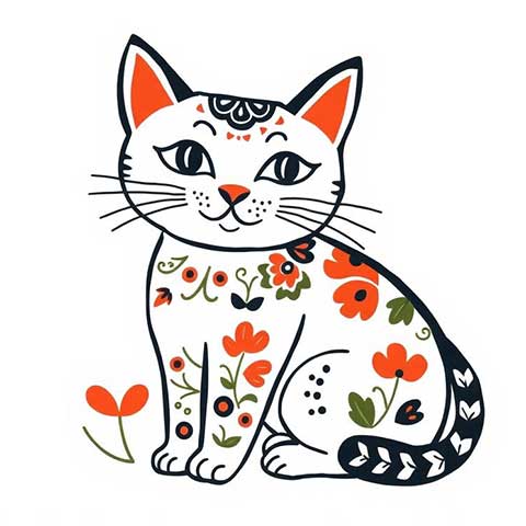 Preview for Floral-cat-illustration-aistickerartstyle-template-bebb6