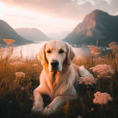 Preview for Serene Dog In Mountain Landscape Template