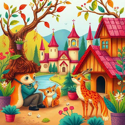 Preview for Whimsical-forest-castle-illustration-aicartoon-template-37de5