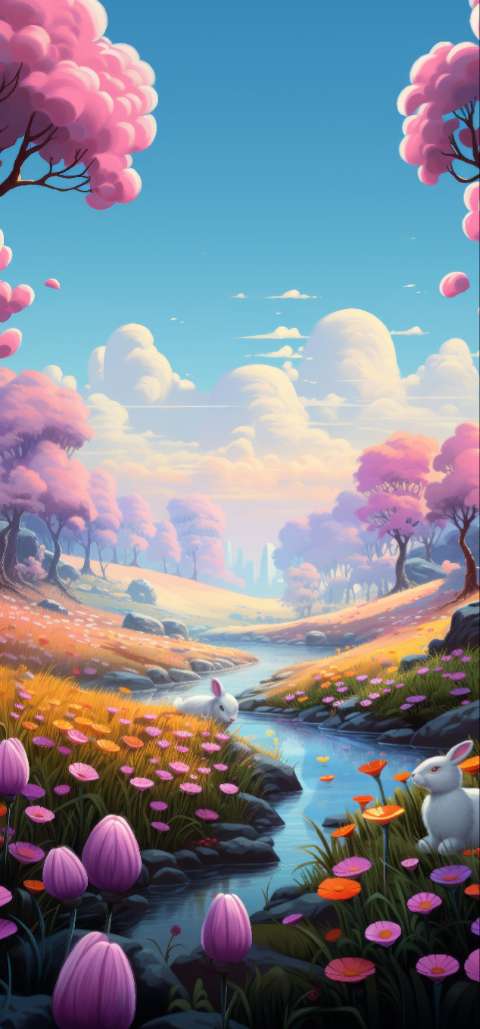 Preview for Fantasy-landscape-with-rabbits-easter-phone-template-7ac5c