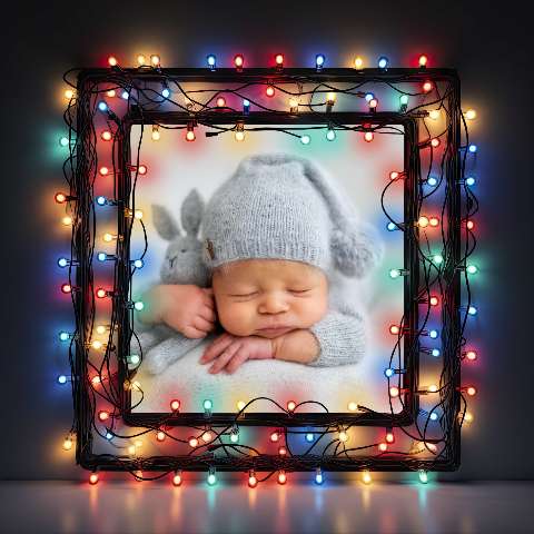 Preview for Sleeping-baby-christmas-lights-christmas-frame-template-f1653