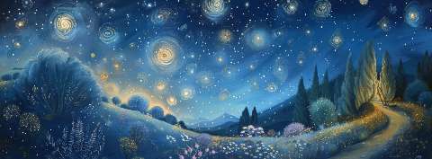 Preview for Starry Night Sky Landscape Template