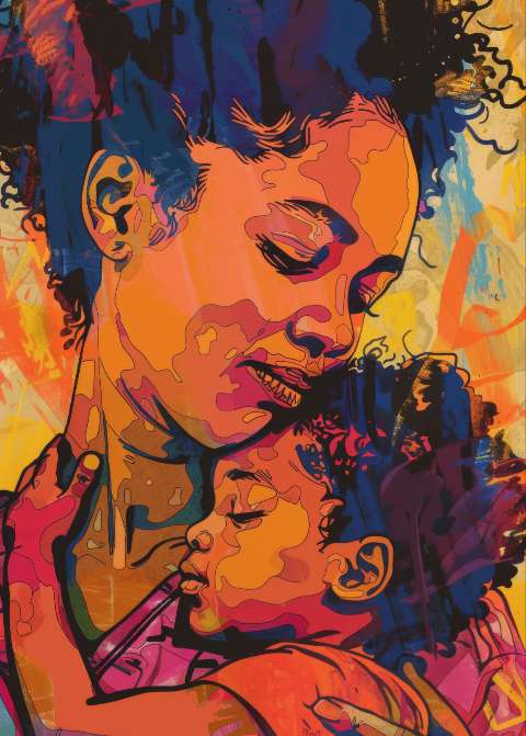 Preview for Mother And Child Abstract Art Template