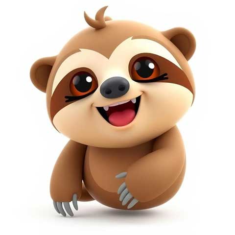 Preview for Cartoon-sloth-3d-animation-aiemojianimals-template-16930