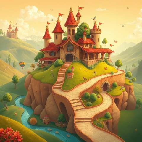 Preview for Enchanted-castle-landscape-aicartoon-template-ba7ec