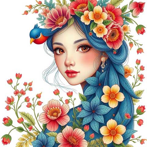 Preview for Floral-portrait-art-aistylized-template-8d663