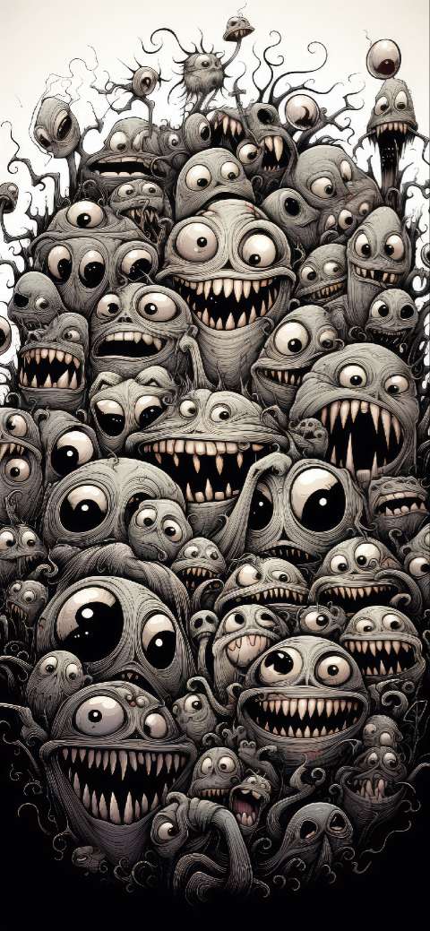 Preview for Grotesque-monster-gathering-art-halloween-phone-template-f689c