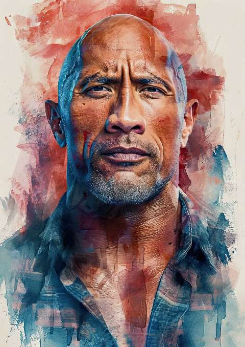 Preview for Dwayne-johnson-watercolor-portrait-celebrities-template-4e130