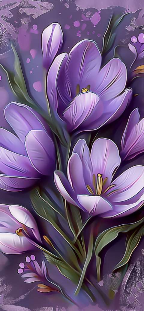 Preview for Purple Crocus Flowers Phone Wallpaper Template
