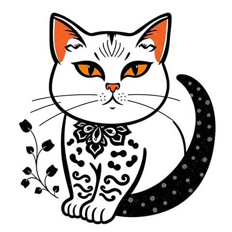 Preview for Ornate-cat-illustration-aistickerartstyle-template-33c8c