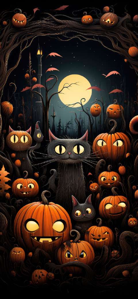 Preview for Halloween-cats-pumpkins-night-halloween-phone-template-235a4