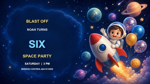 Preview for Space Birthday Invitation Template