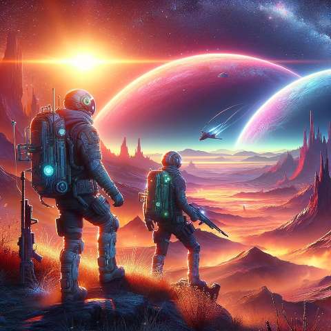 Preview for Astronauts Exploring Alien Landscape Template