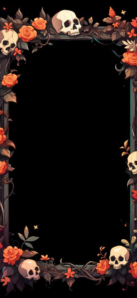 Preview for Skull-floral-frame-design-halloween-phone-template-63dd4