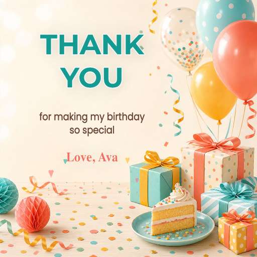 Preview for Birthday Thank You Card Template
