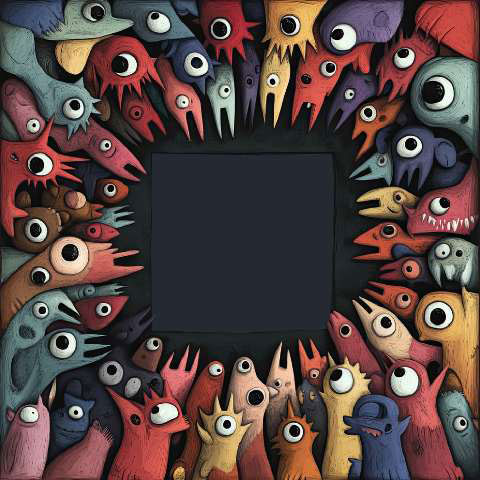 Preview for Cartoon-monsters-black-square-monster-frame-template-1d4f8