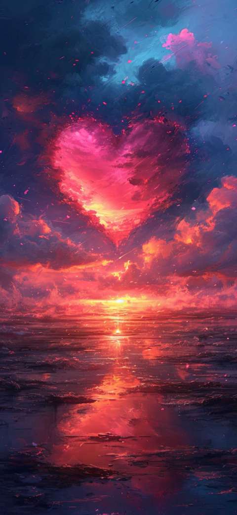 Preview for Heart-shaped-sunset-over-ocean-love-phone-template-2d714