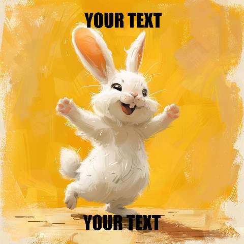 Preview for Happy White Rabbit Illustration Meme Template