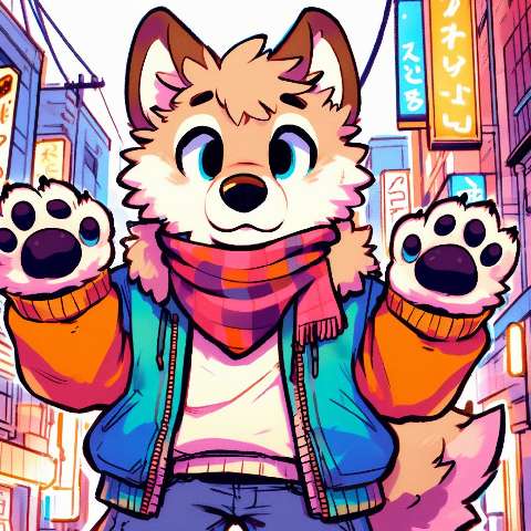 Preview for Anime Wolf Character In Cityscape Template