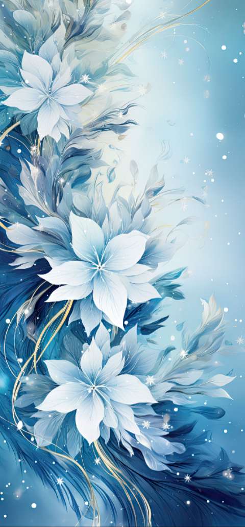 Preview for Blue-floral-background-design-christmas-phone-template-387b5