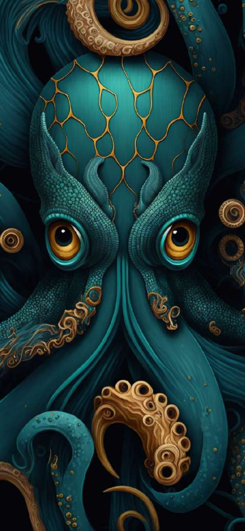Preview for Teal-octopus-digital-art-aiwallpaper-template-583d5