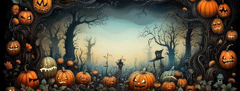 Preview for Halloween-pumpkins-haunted-forest-halloween-social-template-73910