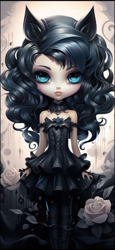 Preview for Gothic-anime-girl-with-roses-halloween-phone-template-5271a