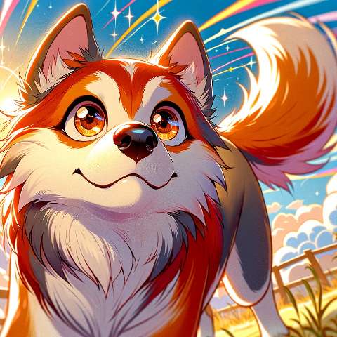 Preview for Anime Dog In Vibrant Landscape Template