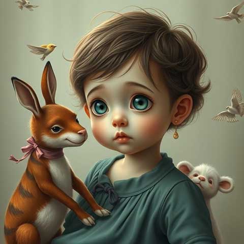 Preview for Whimsical-child-with-animals-aistylized-template-da503