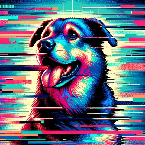 Preview for Glitch Art Dog Portrait Design Template